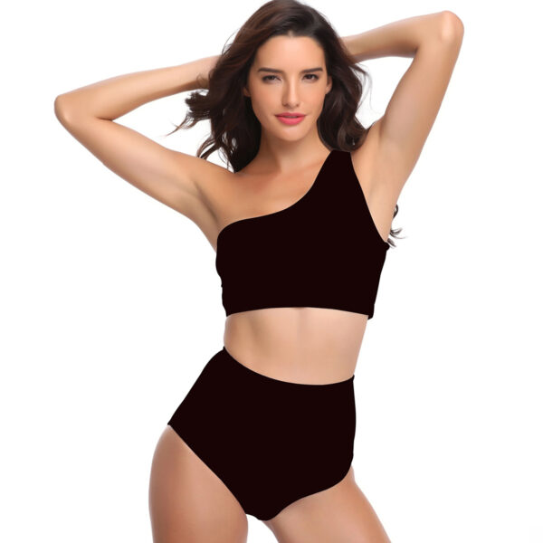2Pcs Women Bikini Set Swimwear One Shoulder Removeable Pads Swimsuit Bra Top with High Waist Triangle Briefs Bathing Suit - Image 5