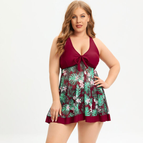 Flower Print Swimwear Women See Through Separate Swimsuit with Skirt Plus Size Bathing Suit Beach Outfits - Image 4
