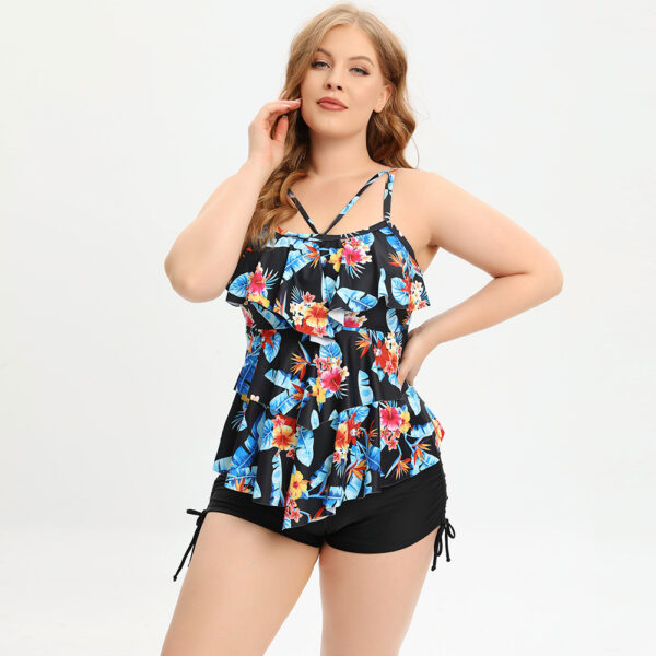 Plus Size Floral Printed Swimwear Women High Waist Swimsuit Female Two Pieces Bathing Suit - Image 2