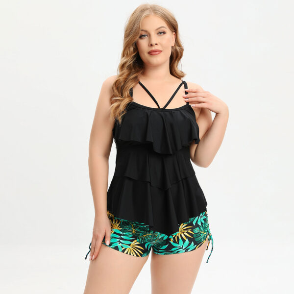 Plus Size Floral Printed Swimwear Women High Waist Swimsuit Female Two Pieces Bathing Suit - Image 4