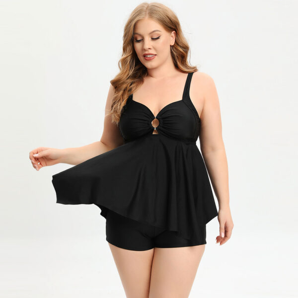 Women's Two-Piece Swimwear Suit Ladies' Floral Print Backless Chest Hollow Out Mini Sling Dress With Shorts Bikini Swimsuit - Image 5