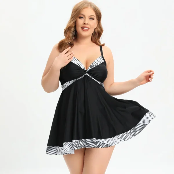 Women's Two-piece Swimsuit 2023 New Dot Print Patchwork Cross V Neck Sexy Bikini Dress High Waist Swimwear Tankini
